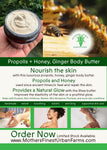 Propolis + honey, ginger body butter 4oz.